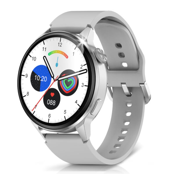 Smart Watch for Men & Women - Android Phones, Make/Answer Calls, Messaging, Voice Assistant, NFC Functions, Wireless Charging, Long Battery Life, Silver